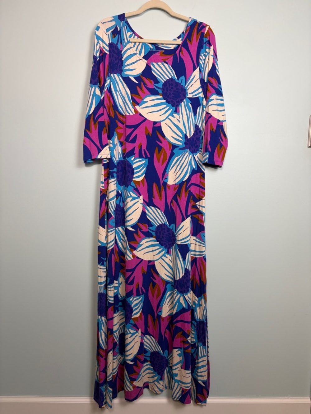 Soft Surroundings Nazarine Blue Multicolor Serena Maxi Dress Women’s Large 14/16